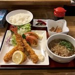 Gombee - 海老フライ定食 麺付 ９８０円
