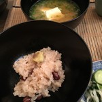 西天満いがらし - 栗赤飯と豆腐の味噌汁