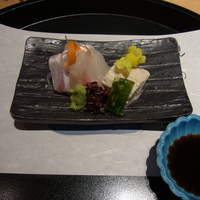 京懐石 美濃吉 そごう千葉店 - 向付／鯛と京湯葉、加茂川海苔の寒天