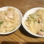 串カツ キンザン - 地鶏の釜飯¥680(外税)…二人で分けたらこんな感じ