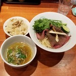 麺屋 六感堂 - 松茸つけ蕎麦（炙り牛添え）＋松茸ごはん