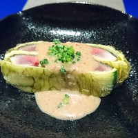 野嵯和 - 炙りサンマ、胡瓜、錦糸卵　肝バターソース