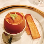 シュマンドール - 生ウニを乗せた地鶏卵のクレームブルイエわさびの香
                                