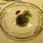 Le FAVORI - 戻り鰹のモルソー　昆布茶のキューブ　生姜の香りのトマトフォンデュ