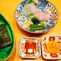 はらまさ - 鯛と金目鯛のお刺身 あん肝醤油