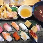 海鮮れすとらん 魚輝水産 JR平野駅前店 - 上串天ランチ♡¥1380