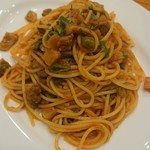 Torattoria Tsukiji Tomina - 牛タンとレンコン・しし唐のトマトスパゲティ