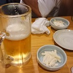 居酒屋 鳥広 - 生(大)ビール600円とお通し