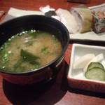 五條 - ランチに付く、お椀（味噌汁）とお新香