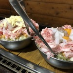 お好み焼き 福竹 - ふくたけ天、チーズ入りふくたけ天