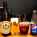 札幌 炎神 - 瓶ビール《サッポロ赤星》とペプシコーラ【Sep.2018】