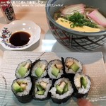 割烹　寿司　小杉 - すし定食：穴胡巻+うどん