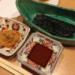 はらまさ - 肝醤油と海苔