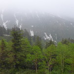 十勝岳温泉 湯元 凌雲閣 - 外を見れば、6月の雪！ ぼたん雪のように、大粒が舞います。今日は6月9日です