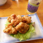 十勝岳温泉 湯元 凌雲閣 - ザンギ（追加料理￥500）。いわゆる鶏の唐揚げ。この食堂では衣が柔らかめ、フリッター風でした