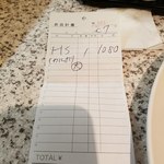 ロビン - ハンバーグスパゲッティカルボ大盛伝票