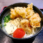 手打ちうどん 大蔵 - 明太かしわ天ばたーうどん（小）