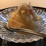 御料理 寺沢 - 白桃に藤稔､幸水に金箔入のジュレ掛け