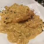 Fussanobirugoya - 自家製フィットチーネ 海老とウニのトマトクリームソース 1,600円。
