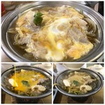 Takasagoya - ＊比内地鶏は先にタレで炊かれていて、仕上げの卵を自分で回しかけます。 半熟程度で頂くのが良いような。 甘目のお味付ですので、卓上の一味をかけると丁度いい。