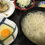 麺 すわまえ食堂 - 釜揚げうどん750円＋高菜おにぎり100円