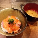 囲炉裏料理わ - 琵琶マス丼&琵琶マスのアラ汁♡