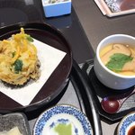 Yuzu an - 野菜のかき揚げと茶碗蒸し