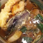 志美津や - 相方は鴨南蛮蕎麦に天ぷらあとのせ(笑)。