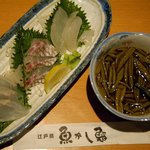 魚がし鮨本店 - 白身魚３点刺し盛り＆ジュンサイ