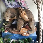 喰い処 鮭番屋 - 入り口にいる くまはちくん