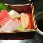 壽味家 - 刺身（トロ、白身、ホタテ、甘エビ）