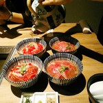 闘牛門 別邸 和ノ牛 - 〆はすだち素麺か和牛出汁茶漬けから選びます。ご飯の大盛りは料金内で可能。