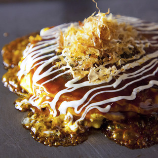 Okonomiyaki made with Rikyu original blend dough