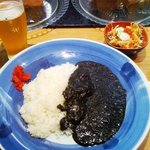 ブラック - 佐世保で一番辛いカレー　激辛カレー(850円税別）  ＋ 生ビール(エビス 500円税別)