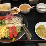 蘭 - (料理)冷中華 ごま味 炒飯セット サラダ漬物杏仁