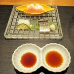 おおたに - 造り：鱧、剣先いか、新秋刀魚のお造り。　　　　　　2018.09.21