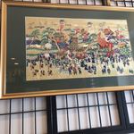 麦田の割烹唐津 - 壁の絵だと思ったら大将の母上の縫い物。すごい！！