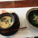 Mugitano Kappou Karatsu - 茶碗蒸しと菜の花ときのこ