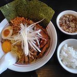 三十六番 - 油そば（King盛り・醤油・ご飯・スープ付き）