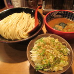 三田製麺所 - ねぎ飯定食。つけ麺は大です。