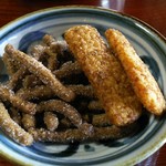 槇山 結 - そばかりんとうと、揚げそばせんべい