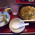 太鼓亭 - カレーうどん定食　（大根菜飯に変更）