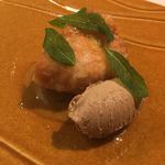 カーサ・デル・チーボ - リードヴォのムニャイヤ シャモロックのレバーパテ添えドライポルチーニのソース