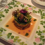 モナリザ - 鮎のグリエ枝豆入り、お米のガレット仕立て、爽やかなサラダ添え・２