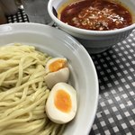 山手ラーメン - 魚介つけ麺ピリ辛特盛り味玉