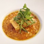 小笠原伯爵邸 - 穴子のアロスカルドソ　ピメントンチョリセロとセルバチコ添え