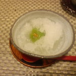 鮎正 - デザート食べかけ　中から梅が