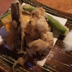そば処桔梗 - アサリ天ぷらとエトセトラ。