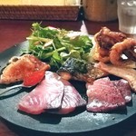 パーラー江古田 - お魚セットのカルパッチョ・サラダプレート。期間限定　20180927　ドリンク付き。ドリップコーヒーで♪　入荷分がなくなったら終了～食べられてLucky!!　この日行って良かったな (*´∀｀)ﾉ