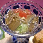 花仙庵 仙仁温泉 岩の湯 - （夕食）桂月のおもてなし　じゅんさいトマトのジュレ